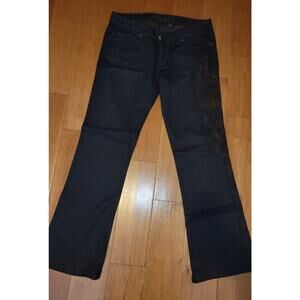 Vintage Sinful by Affliction Fleur Black Denim Jeans Size 32x34 Dragon
